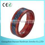 Wholesale Natural Wood Ring, Black Blue Carbon Fiber Inlay Wood Rings Men thumbnail-1
