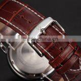 Steel Case White Dial Date Quartz Analog Genuine Leather Band Men Wrist Watch thumbnail-5