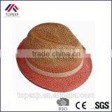 Narrow Brim Hat Roll Up Straw Hat With White Band thumbnail-2