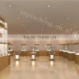 Wood Veneer Material Jewelry Showcase Kiosk With Led Strip Light for Shop Decoration Design thumbnail-2