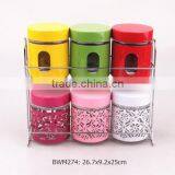 2016 6pcs Glass Jar Set With Metal Rack