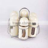 6pieces Glass Spice Jar Set With Metal Rack thumbnail-1