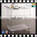 Custom Design Plexiglass Acrylic Trolley Top Quality Acrylic Serving Cart With Four Wheels PMMA Lucite Classic Acrylic Bar Cart thumbnail-1