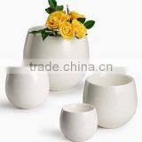 Glazed Ceramic Indoor Planter with White Gloss Finish, Set of 4.