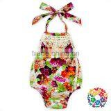 Infant Baby Girls Smock Design Tassel Romper Sunsuit Plain Cotton Floral Kids Jumpsuit thumbnail-4