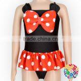 Bling Bling Beachwear Bikini Big Knot Bow Swimwear White Polka Dots Baby Girl Swimsuit thumbnail-1