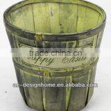GREEN WASH ROUND HAPPY EASTER BAMBOO CHIP BASKET thumbnail-1