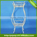 Antique 2 Tier Metal White Flower Vase Stand thumbnail-1