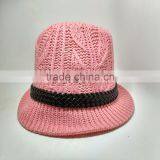 Autumn and Winter Warm Pink Twist Knitted Hat Hat Fla thumbnail-3