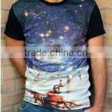 Mens Black Cosmic Beach Sublimation Full Graphic Print Tshirt thumbnail-1