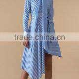 Women Fashion Party Dress New Design Asymmetrical Stripe Dress thumbnail-3