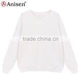 Oem Service Plain Custom Long Sleeves Cvc Fleece Crewneck Women's Sweatshirts thumbnail-1