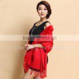 CX-B-P-41B Fur Trim Decora Fashion Women Pashmina Shawl With Fur thumbnail-2