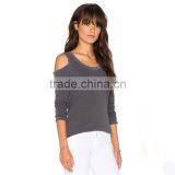 Ladies New Design Cotton Extended off Shoulder Long Sleeve t Shirt Design thumbnail-2