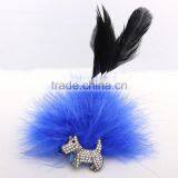 Sweet Dog Feather Girls Brooch With Crystals,Bead & Feather Fabric Corsage Pin thumbnail-3