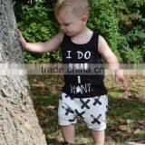 S17484A Summer Kids Clothes Sets Short Sleeve Boy T-shirt Pants Suit Clothing Set thumbnail-3