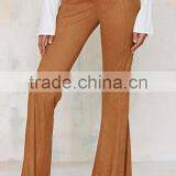 EY0116P 2016 New Style Fashion Flare Leather Pants-Black thumbnail-1