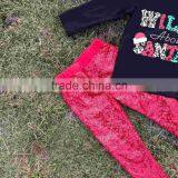 Baby Clothes Girls Cute WILD ABOUT SANTA Black Outfits Kids Red Sequins Pant Sets Kids Long Sleeve Sets With Leopard Headband thumbnail-3