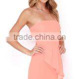2015 Hot Strapless Fitted Bodice Club Dress Coral Night Sexy Club Dress thumbnail-4