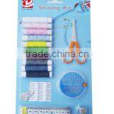 Mixed Color Small Spool Sewing Thread With Scissors, Sewing Hand Needles, Tape Measure Compact With Blister Pack