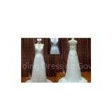 Custom A Line Silhouette V Neck Wedding Dress With Long Sweep Trains thumbnail-1
