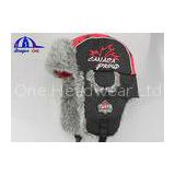 100% Polyester / Fake Fur Winter Cap and Hat With Flat Embroidery And Plastic Buckle On Earflag