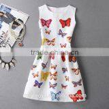 Colorful Butterfly Women Printed A Line Dress/sym Rose Multi Design Sleeveless A Line Dress Skirt