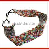 New Design Gold Crystal Beads Hair Band Elastic Headband Handmade Beaded Headband Woman Or Grils Headband With Beads thumbnail-1