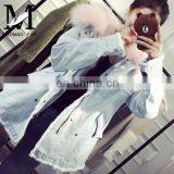 Custom High Fashion Lady Autumn and Winter Cheap Genuine Raccoon Fur Lining Women Jean Coat thumbnail-2