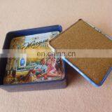 Wholesale Square Metal Tin Cup Coaster With Cork Back thumbnail-2