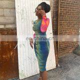 LAITE D2185 New Styles Patchwork Contrast Color Casual Dresses Ladies Printed Bodycon Dresses thumbnail-6