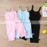 1-6T Baby Girl Strap Rompers Toddler Kids Girl Solid Color Jumpsuit Summer Sweet Girls Bodysuit Plain Romper thumbnail-1