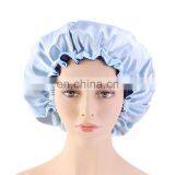 Womens Solid Satin Bonnet Elastic Band Turban Shower Cap For Hotel Silicone Shower Cap Baby Night Sleep Hat Hair Loss thumbnail-4