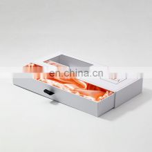 Customized design luxury white sliding drawer gift cardboard packaging box with window