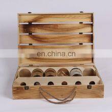 Vintage Natural Pine Wooden Crate 6 Bottle Wine Storage Box Carrying Display Case thumbnail-2