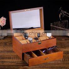Wholesale Custom Logo Luxury Black Wooden Watch Packaging Single Storage Display Case Wood Box With Glass Window for 10 Watches thumbnail-5