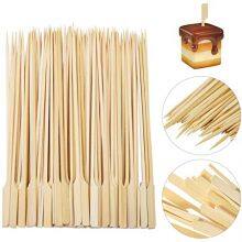 Природные бамбуковые шпажки для кусочков еды длиной 30 см с логотипом для шашлыка, жарки, фруктов thumbnail-1