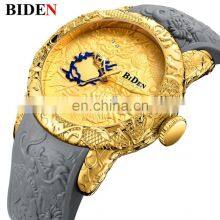 Biden 0129 Special Design Men Quartz Wrist Watches Gold Dial Analog Fashion Leather Cool Reloj de Los Hombres thumbnail-2