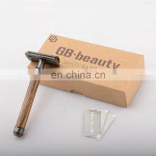 Eco Friendly Shaving Safety Razor High Quality Classic Thin Bamboo Razor Long Wooden Natural Bamboo Handle Black Safety Razor thumbnail-3