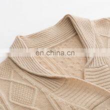 Custom Winter Women's Pure Cashmere Pullover Thick Jacquard Pattern Solid Style Turn-Down Collar Knitwear Sweater thumbnail-4