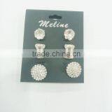 TRI0 EARRING,CZ STONE,BOW,BIG STONE STUD thumbnail-1