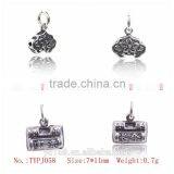 Yiwu Direct Happy Longlife Lock Shaped Thai Silver Charms Beads For Jewelry Making Supplies thumbnail-2