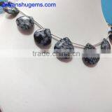 Snowflake Obsidian Hand Made 10-21 mm Faceted Heart Shape 6" Strand Length 100% Natural Gemstones thumbnail-3