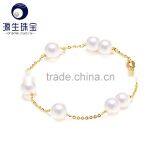 expensive bangle Women Elegant sea Pearl Costume Bracelet with gold chain fine body jewelry