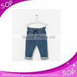 trendy baby denim designed girls long pants plain jeans