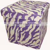 Stronger!! Purple/Beige Zebra Velvet Folding Pet Ottoman thumbnail-1