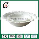 Wholesale Fine Royal New Bone China White Embossed Ceramic Salad Bowl With Crown Design thumbnail-2