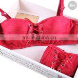 Underwear Padded Push Up Bra Set, Princess Straps Belt, Lace Bra and Panty Set for Women thumbnail-1