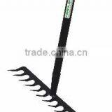 Black 12 Teeth Carbon Steel Bow Rake Talon Rake Farm Rake With Fiberglass Handle and Antislip Handle thumbnail-1