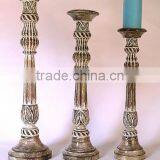 Wood Candle Stand, Hand Carved Wooden Candle Holder, Tall Wooden Candle Holder, Wedding Decoratiion Candle Holder thumbnail-1